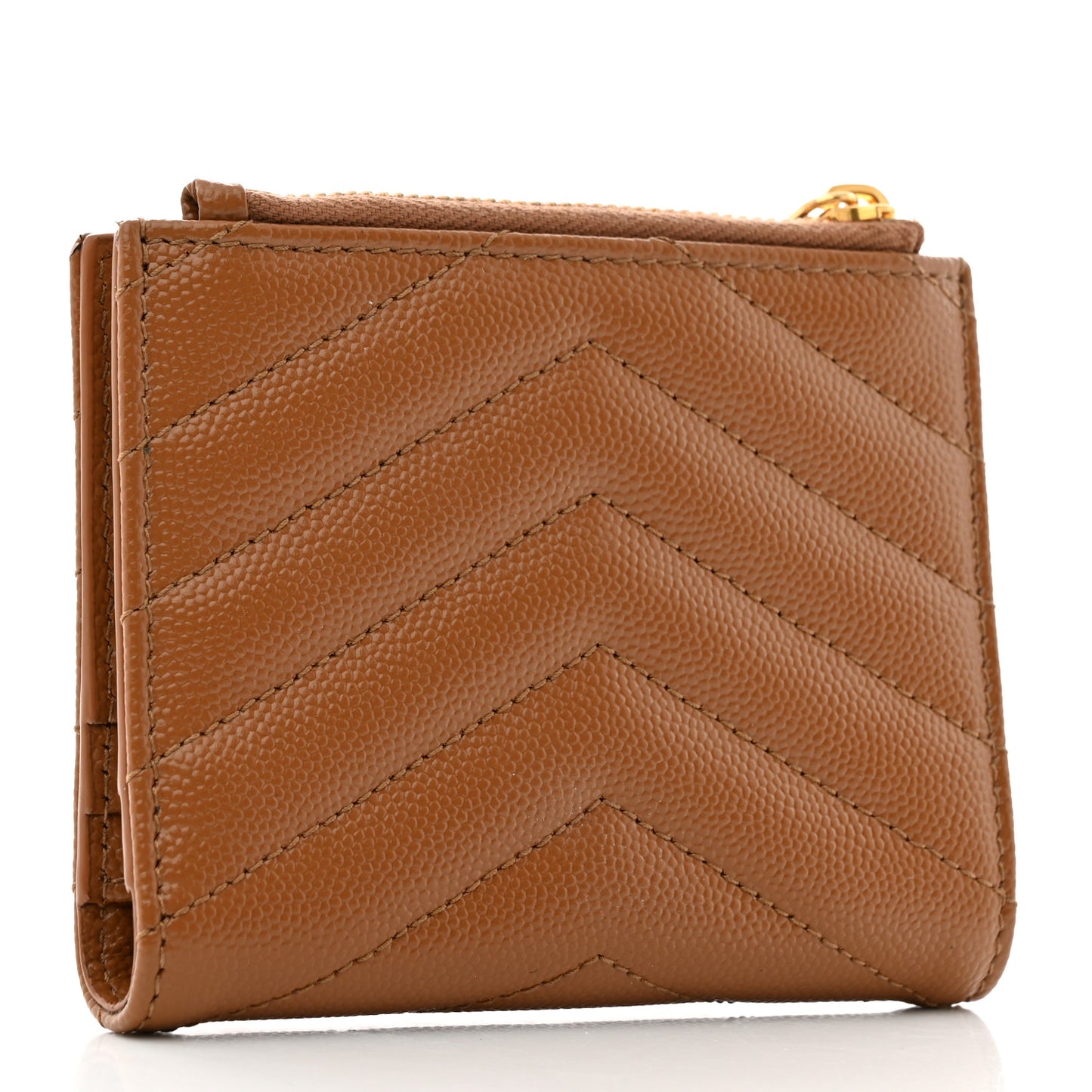 Grain De Poudre Matelasse Chevron Monogram Zipped Card Case Natural Dark