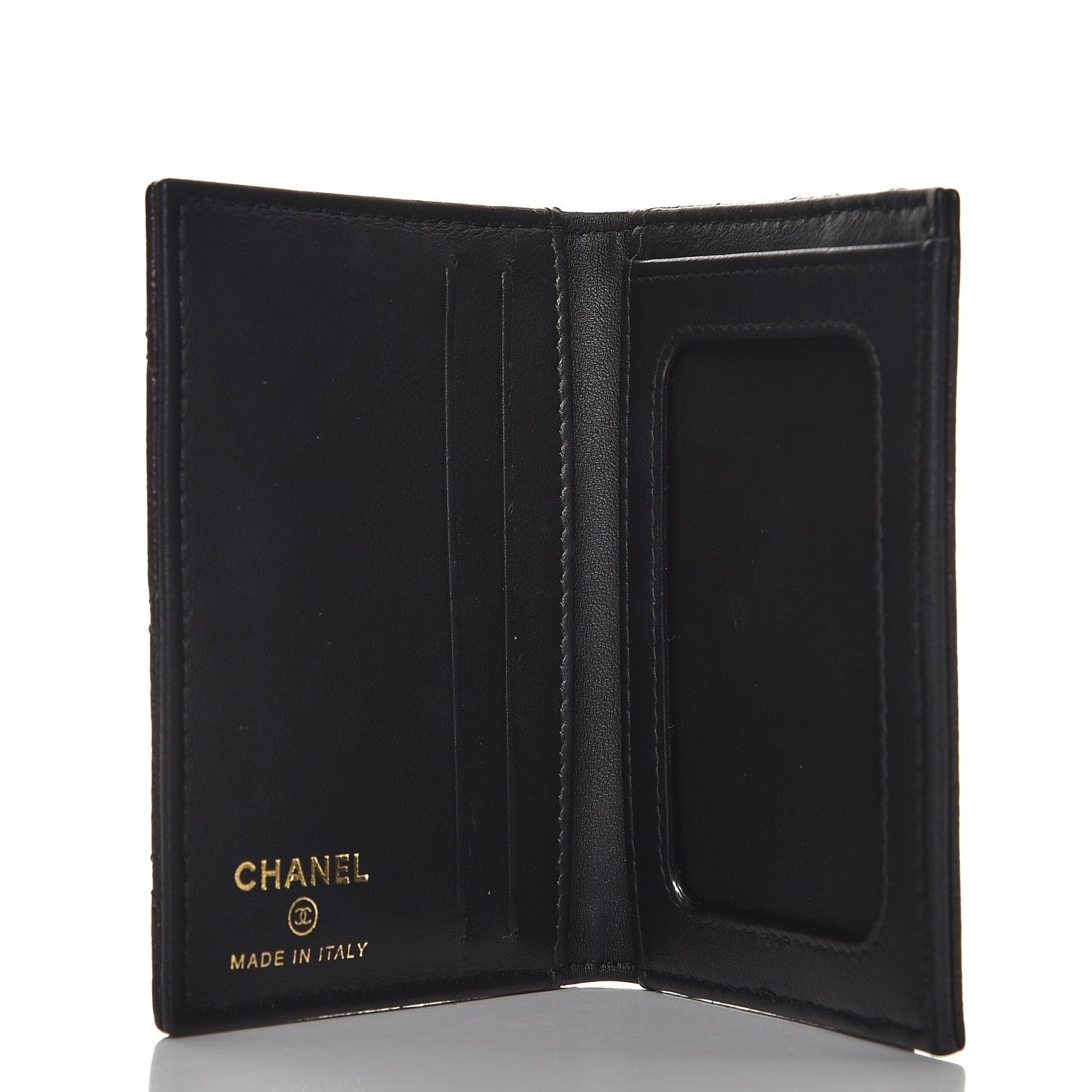 Chanel Letter Calfskin Embossed Quilted CC Card Holder Wallet Black 5 of 8