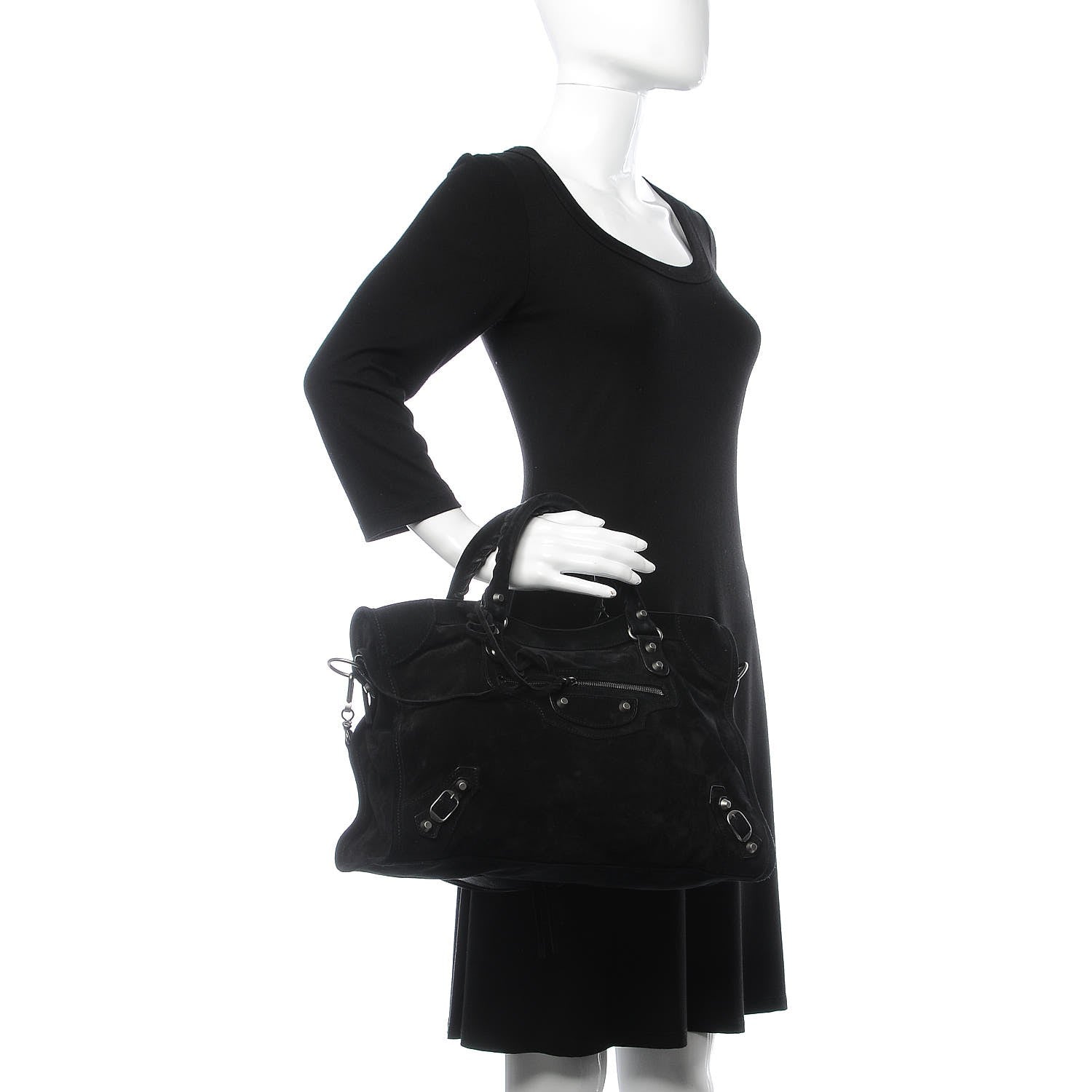 Balenciaga Baby Daim Suede Classic Silver Hardware City Black 2 of 16