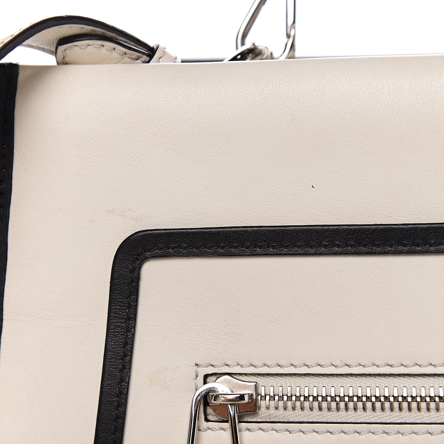 Fendi Vitello Century Opaco F is Fendi Bi-Color Small Runaway Satchel White Ice Black 6 of 12
