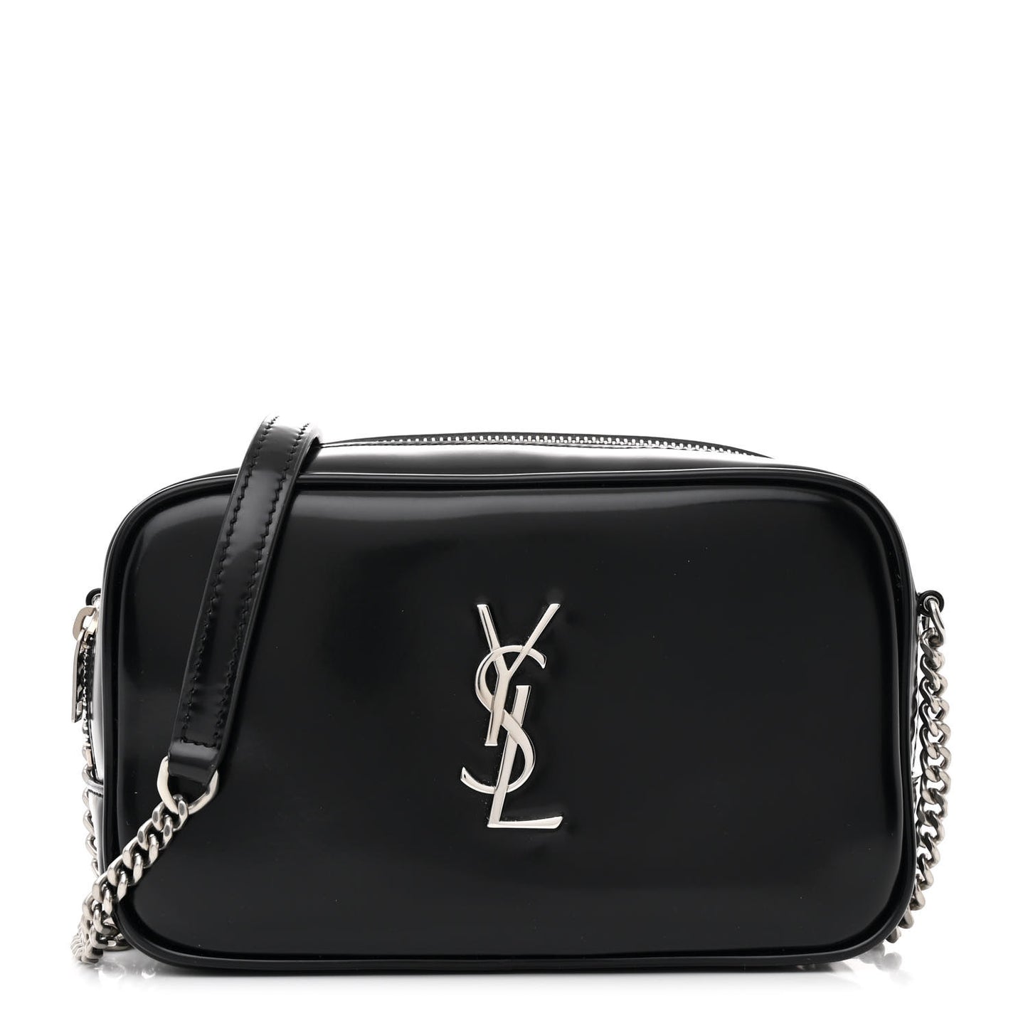 Shiny Calfskin Monogram Mini Lou Camera Bag Black