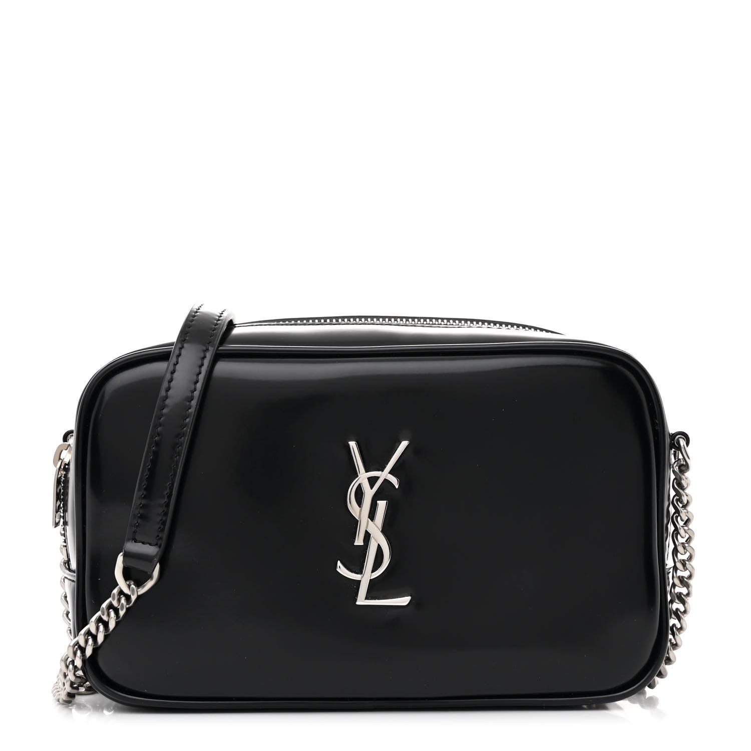 Saint Laurent Shiny Calfskin Monogram Mini Lou Camera Bag Black 1 of 11