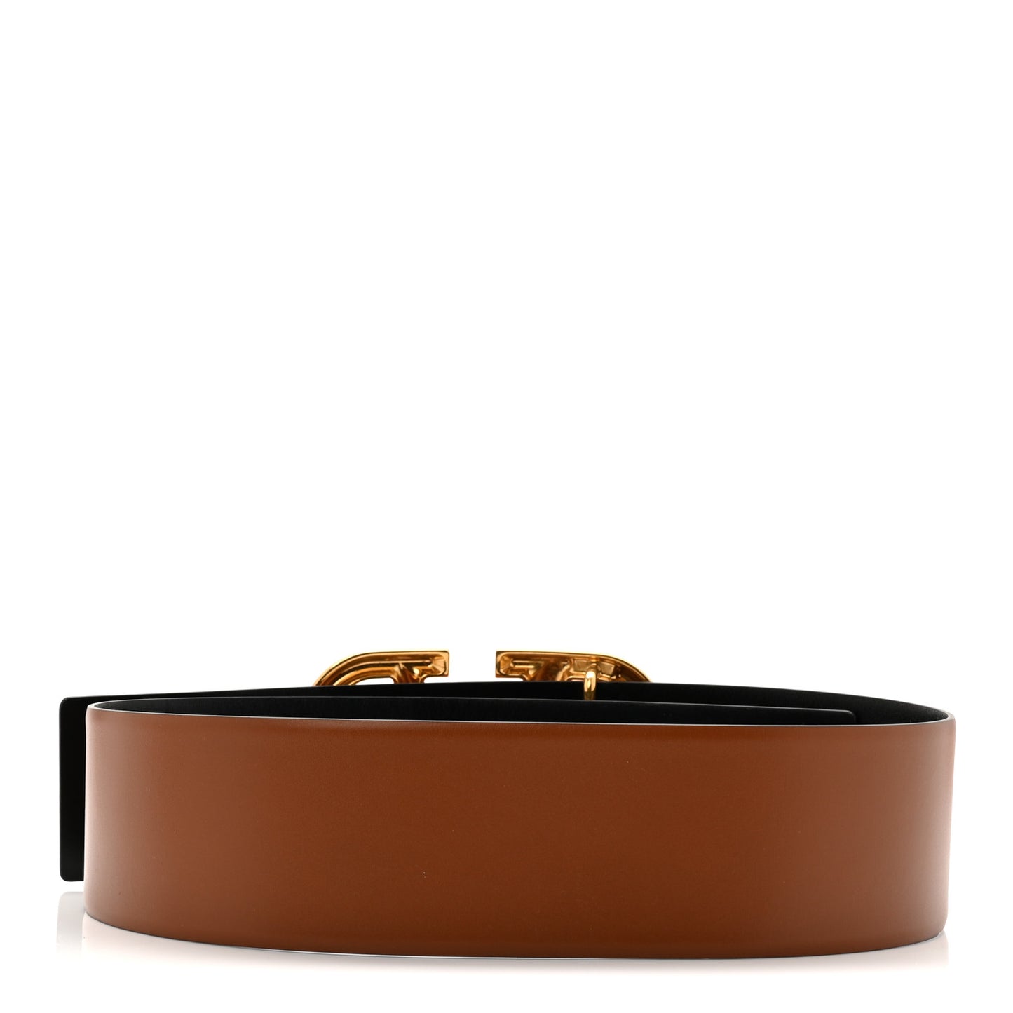 Glossy Calfskin VLogo Reversible 70mm Belt 80 32 Saddle Brown Black