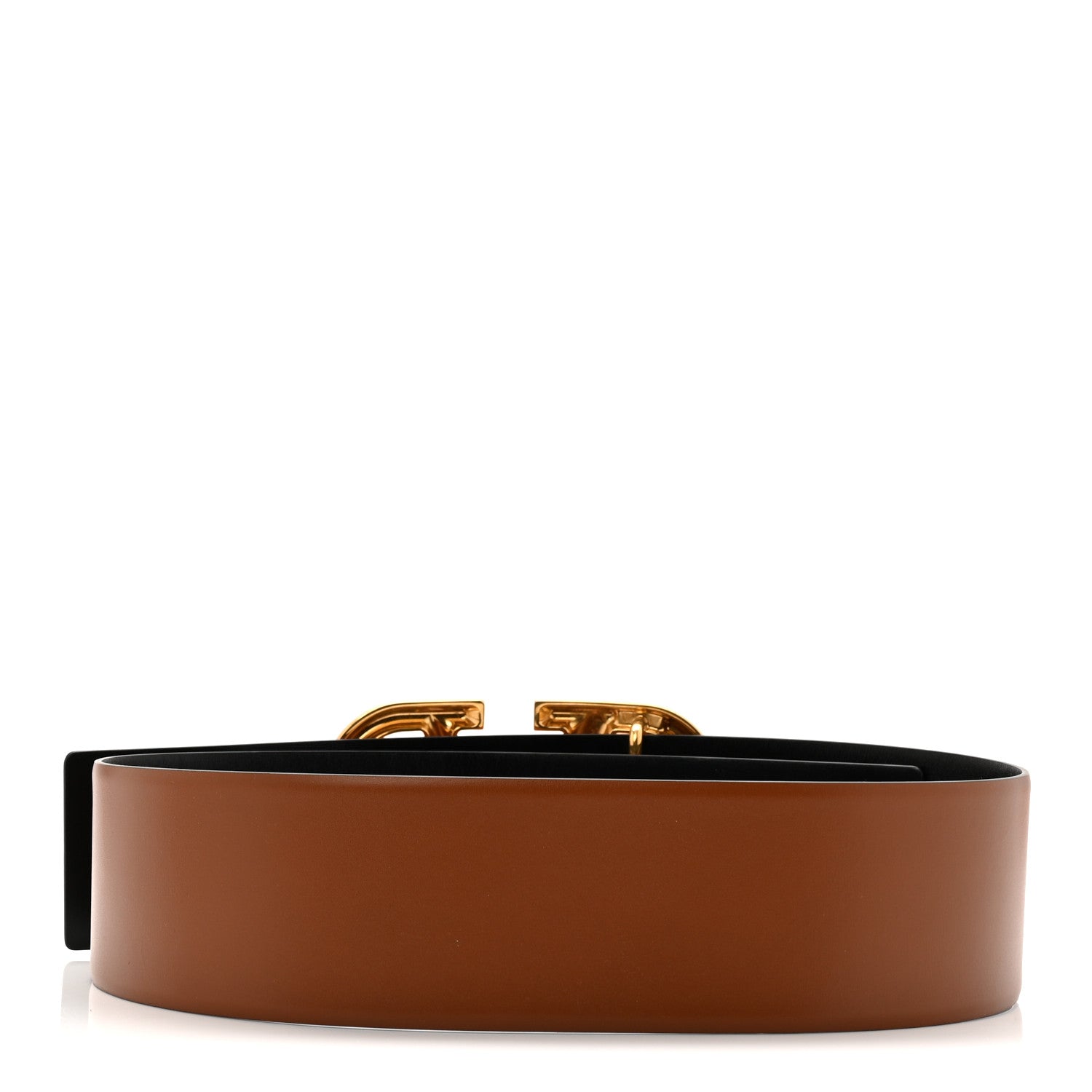 Valentino Garavani Glossy Calfskin VLogo Reversible 70mm Belt 80 32 Saddle Brown Black 4 of 6