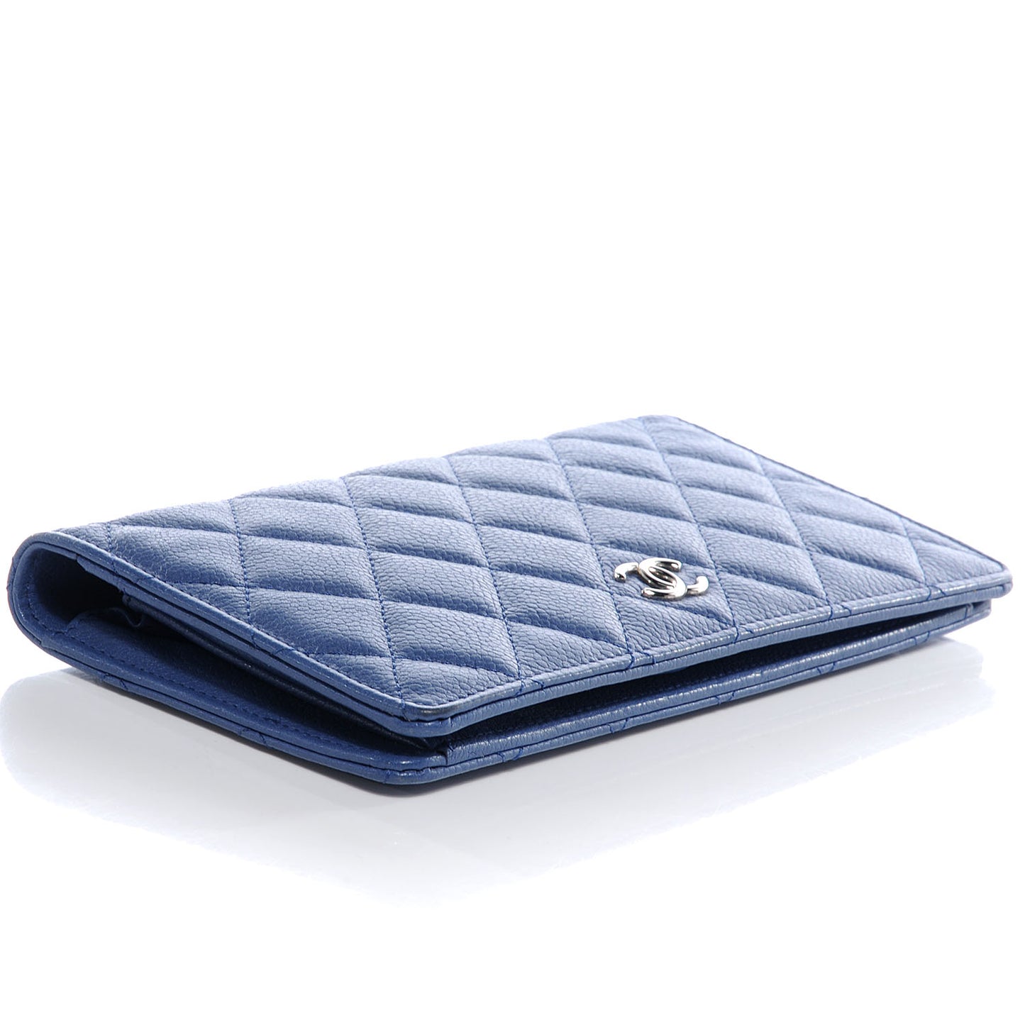 Washed Caviar Quilted Yen Wallet Blue Roi