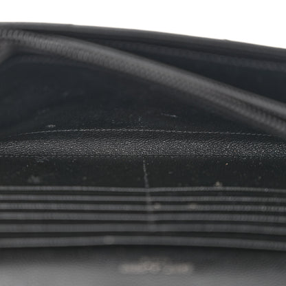 Saint Laurent Grain De Poudre Matelasse Chevron Monogram Monochrome Chain Wallet Black 5 of 12