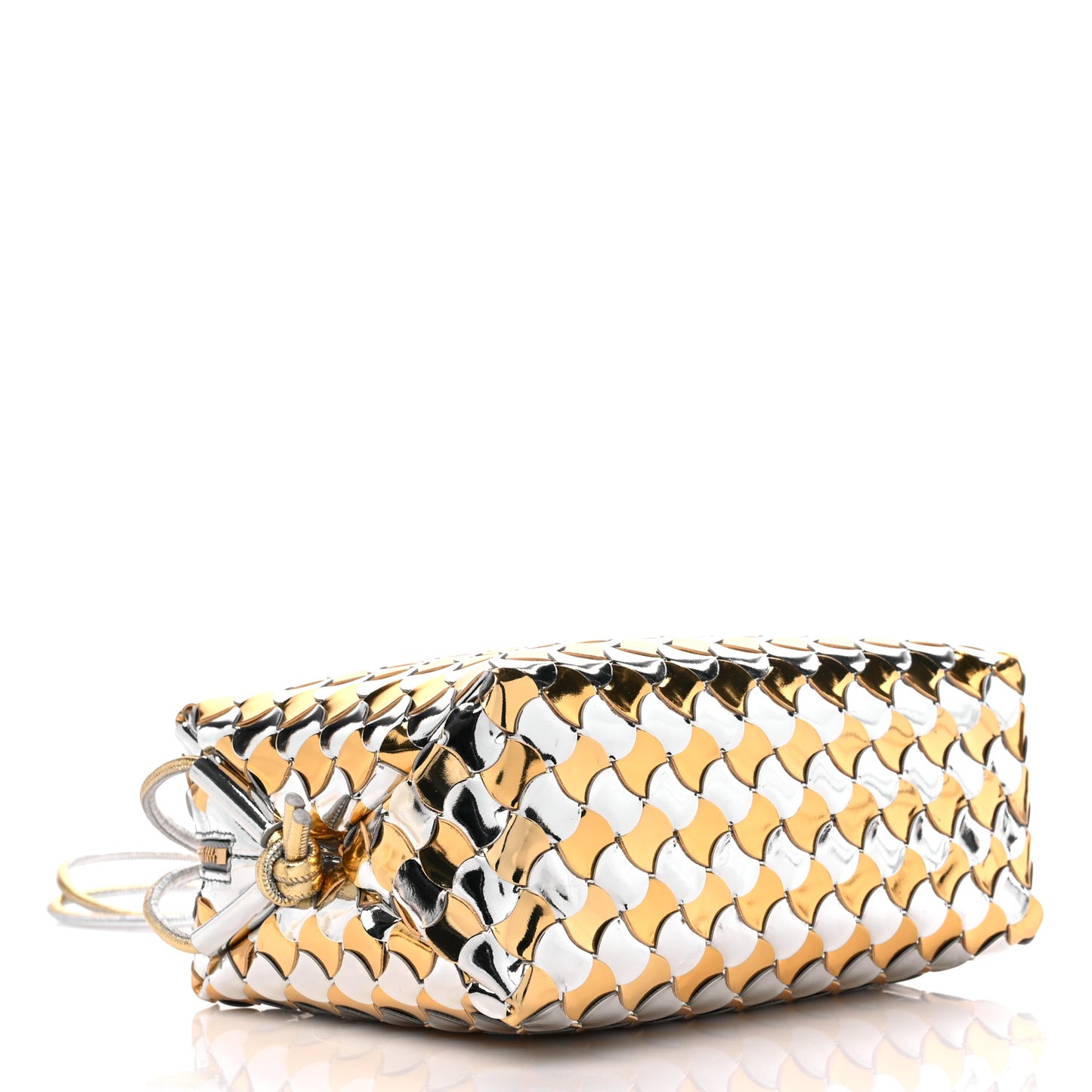 Metallic Lambskin Intrecciato Knot Small Loop Camera Bag Silver Gold