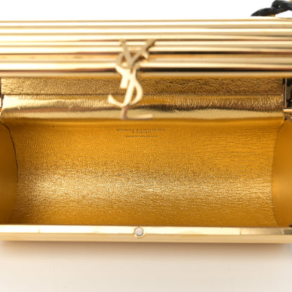 Saint Laurent Ribbed Plexiglass Lambskin Fringe Monogram Opium Box Bag Gold 5 of 12
