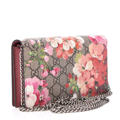 Gucci GG Supreme Monogram Blooms Chain Wallet Beige Multicolor Dry Rose 3 of 11