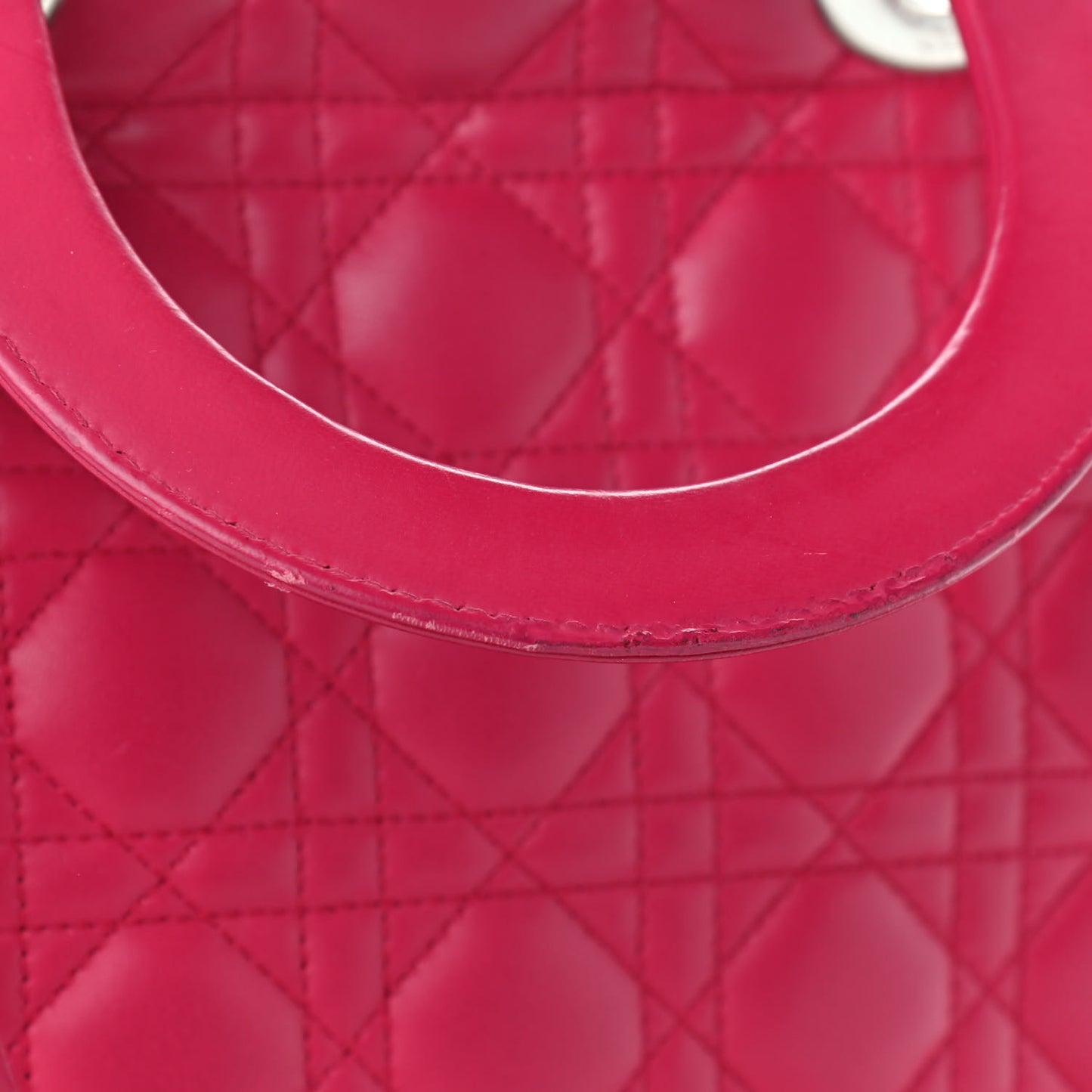Lambskin Cannage Large Lady Dior Fuchsia