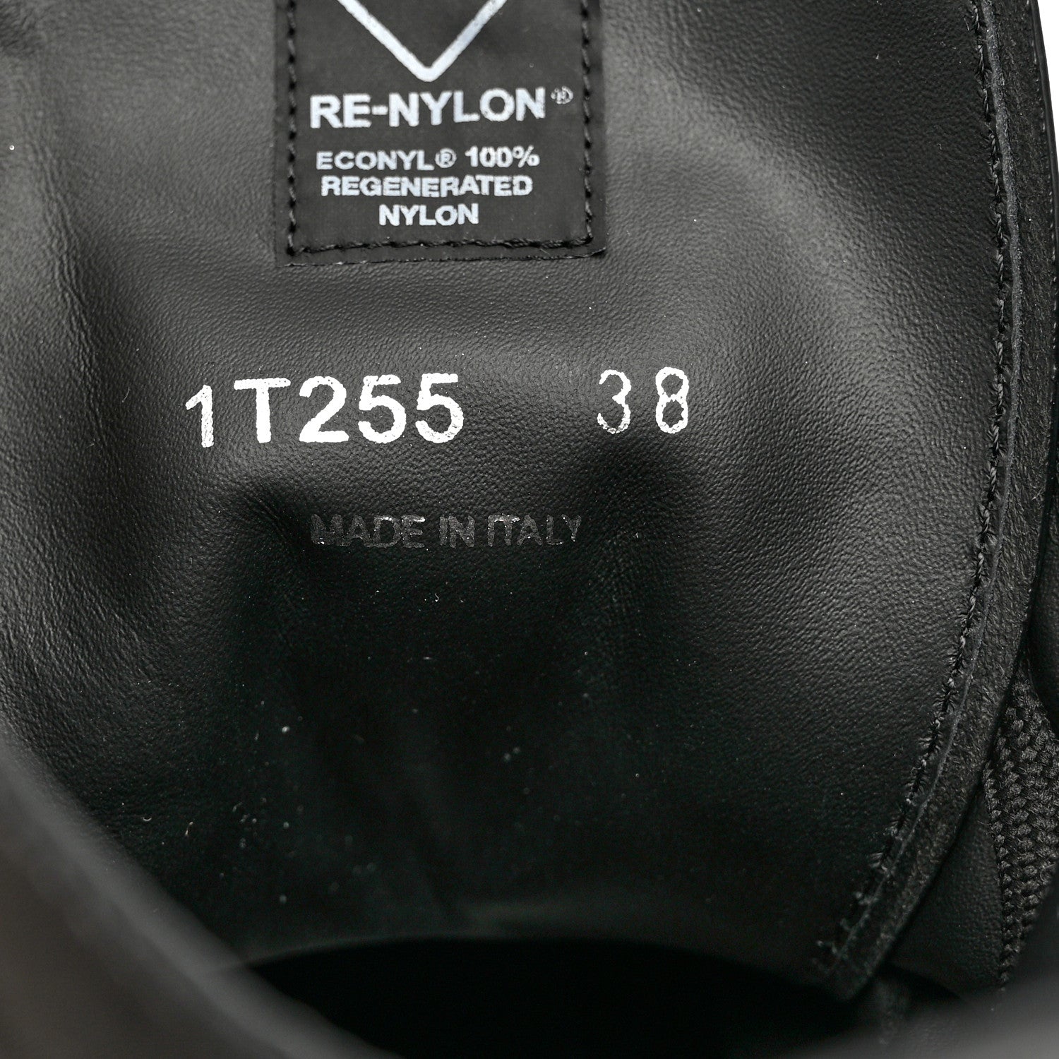 Prada Spazzolato Rois Re-Nylon Metal Triangle Logo Monolith Pouch Pocket 55mm Boots 38 Black 6 of 10