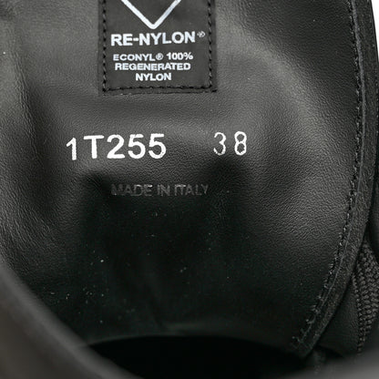 Prada Spazzolato Rois Re-Nylon Metal Triangle Logo Monolith Pouch Pocket 55mm Boots 38 Black 6 of 10