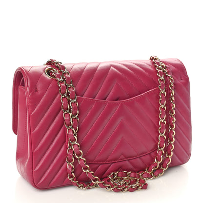 Chanel Lambskin Chevron Quilted Medium Double Flap Pink 2 of 11
