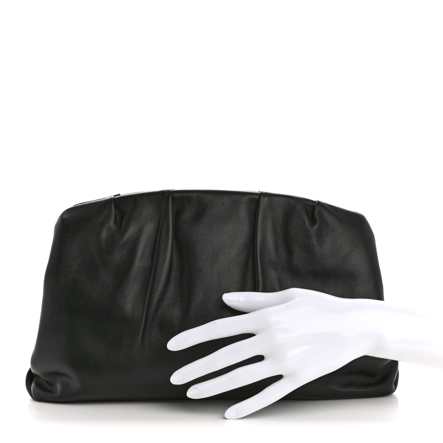 Calfskin Pleated French Lock Clutch Black