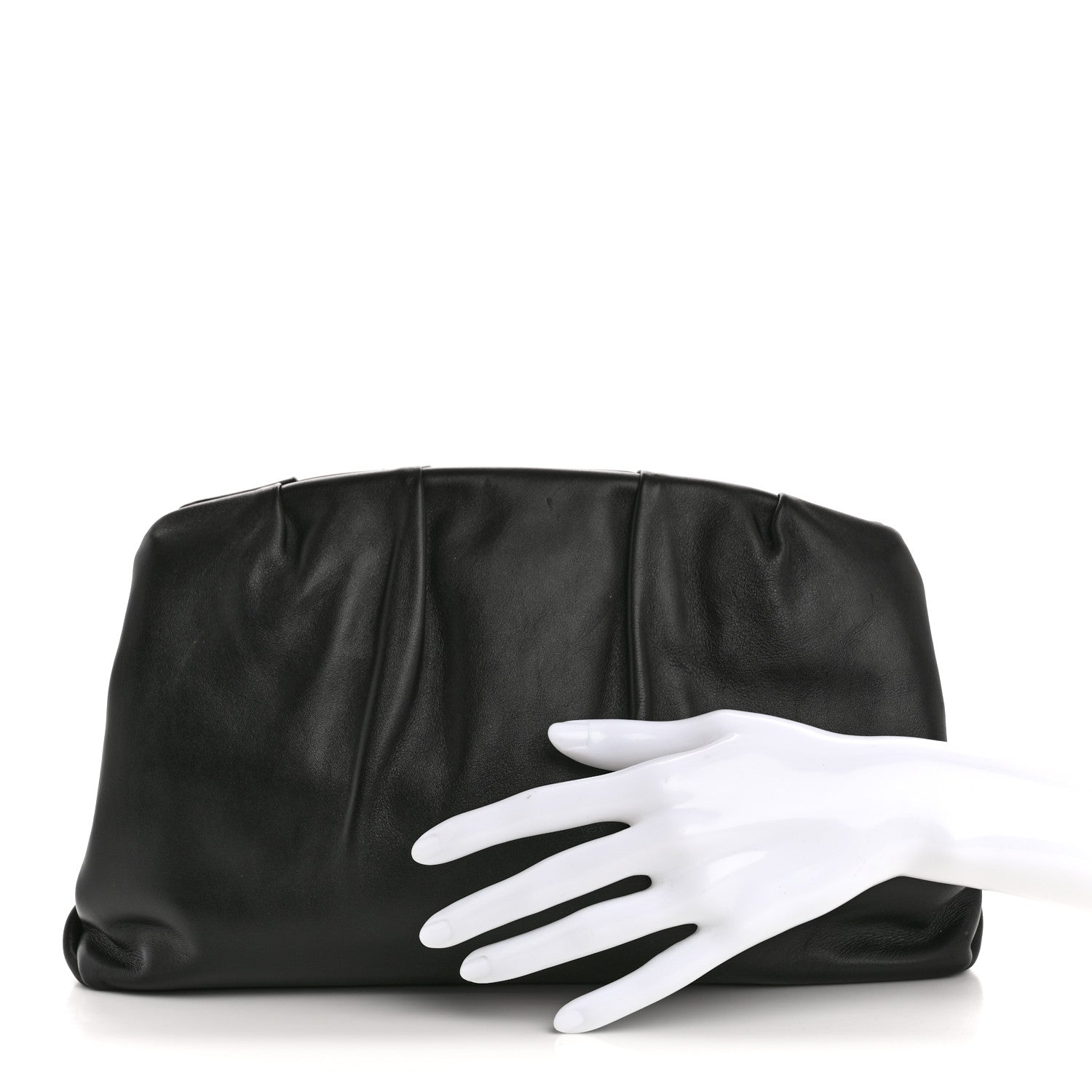Celine Calfskin Pleated French Lock Clutch Black 2 of 8