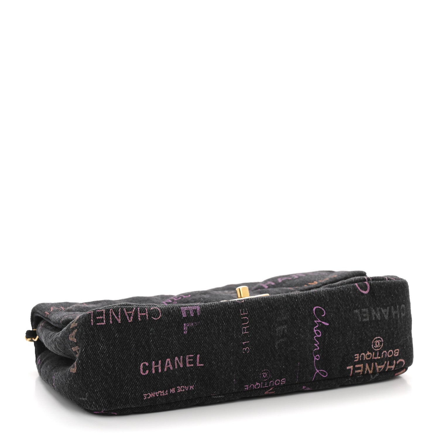 Chanel Denim Quilted Denim Mood Large Flap Black Multicolor 4 of 12