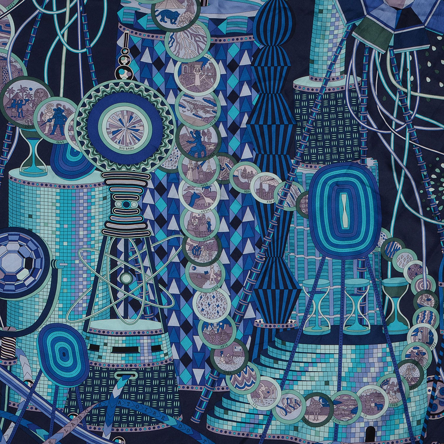 Hermes Silk La Laboratoire du Temps Scarf 90 1 of 6
