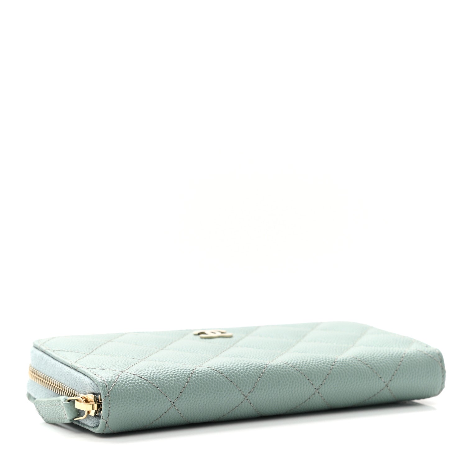 Chanel Caviar Quilted Medium Zip Around Wallet Light Blue 4 of 10