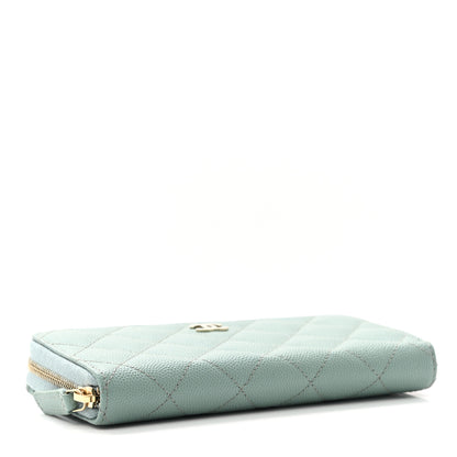 Chanel Caviar Quilted Medium Zip Around Wallet Light Blue 4 of 10