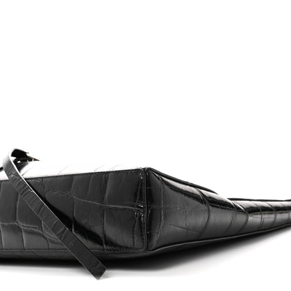 Givenchy Calfskin Crocodile Embossed Large Cut Out Shoulder Bag Black 10 of 10