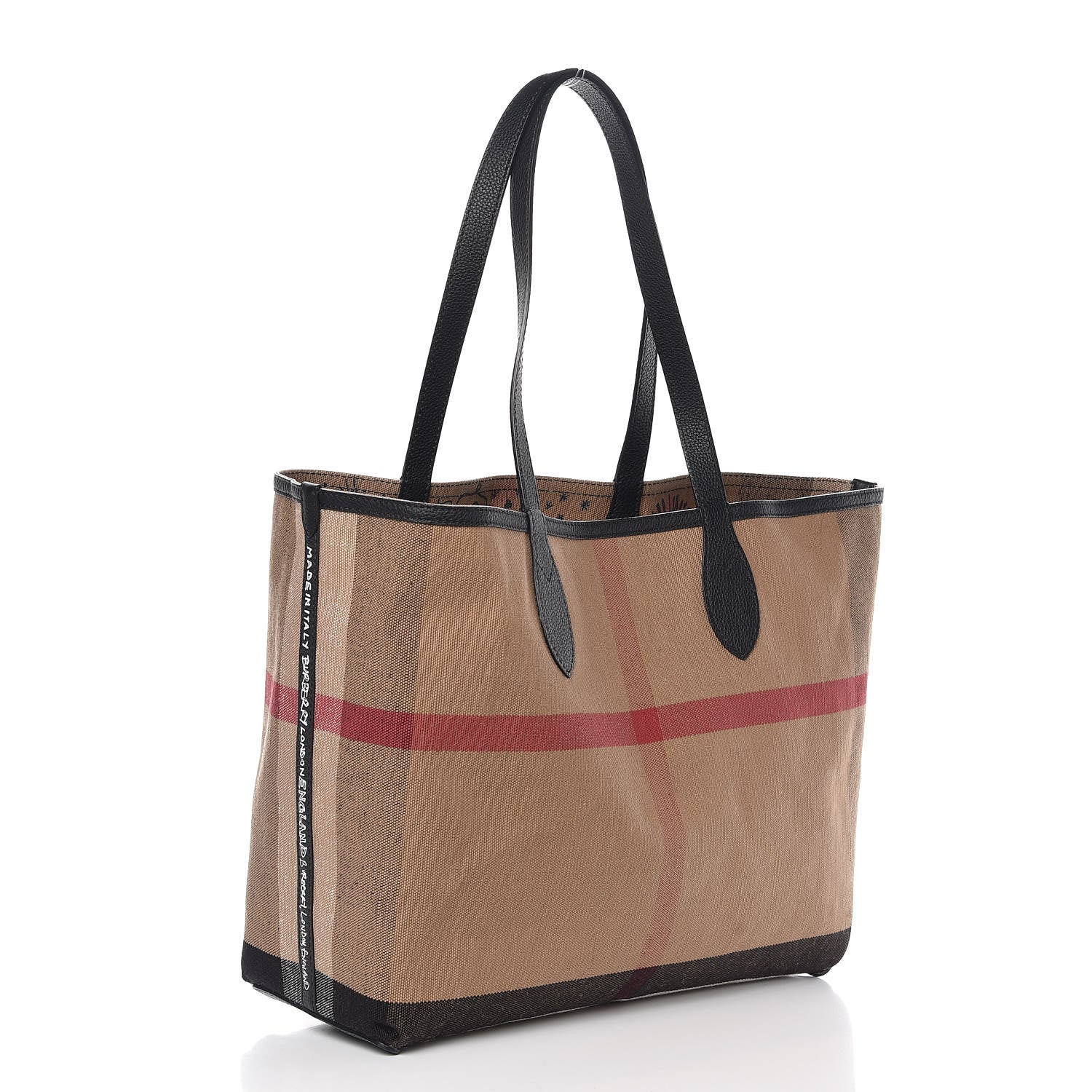 Burberry Coated Canvas Mega Check Medium Doodle Tote Black 6 of 10