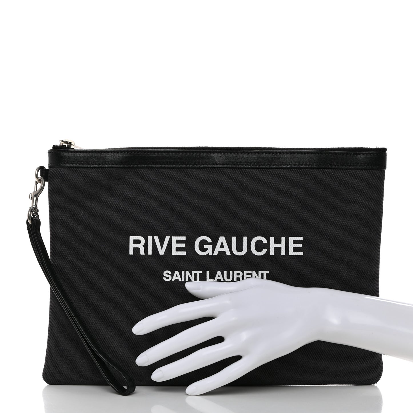 Linen Canvas Rive Gauche Zipped Pouch Black