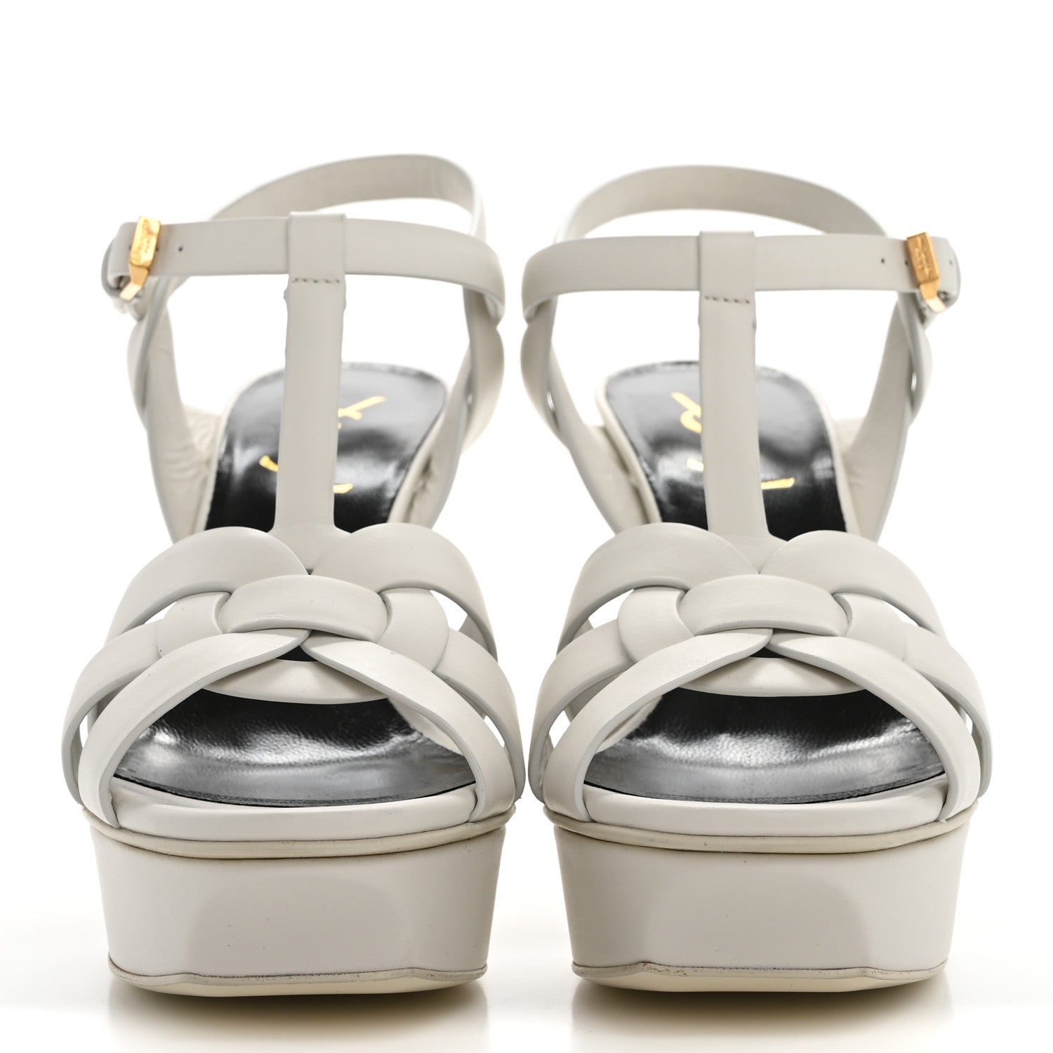 Saint Laurent Calfskin Tribute 75 Platform Sandals 36 White 3 of 9