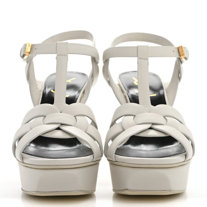 Saint Laurent Calfskin Tribute 75 Platform Sandals 36 White 3 of 9