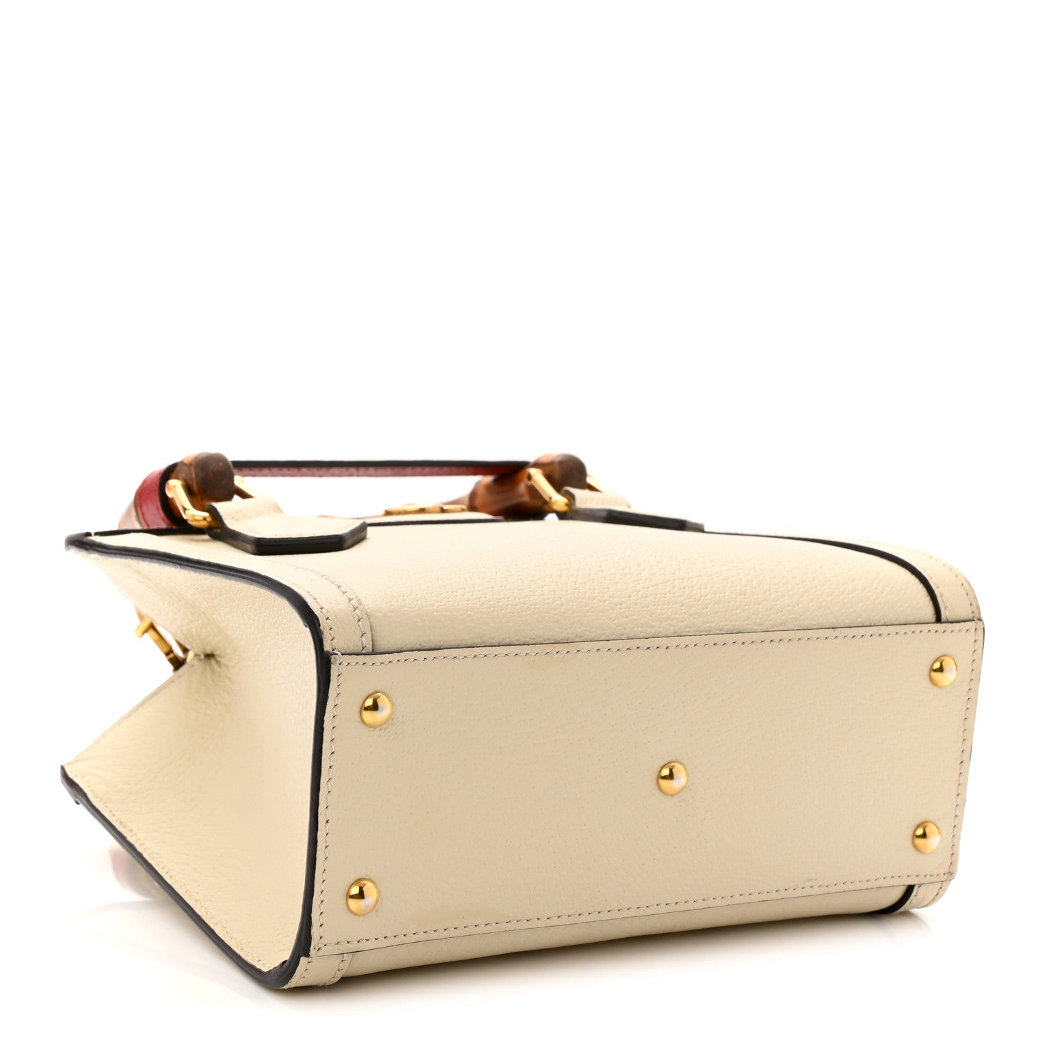 Gucci Textured Dollar Calfskin Web Mini Diana Tote Bag Mystic White 4 of 9