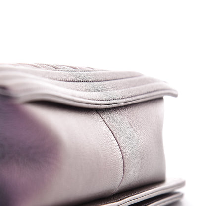 Chanel Iridescent Goatskin Quilted New Medium Boy Flap Purple 13 of 17