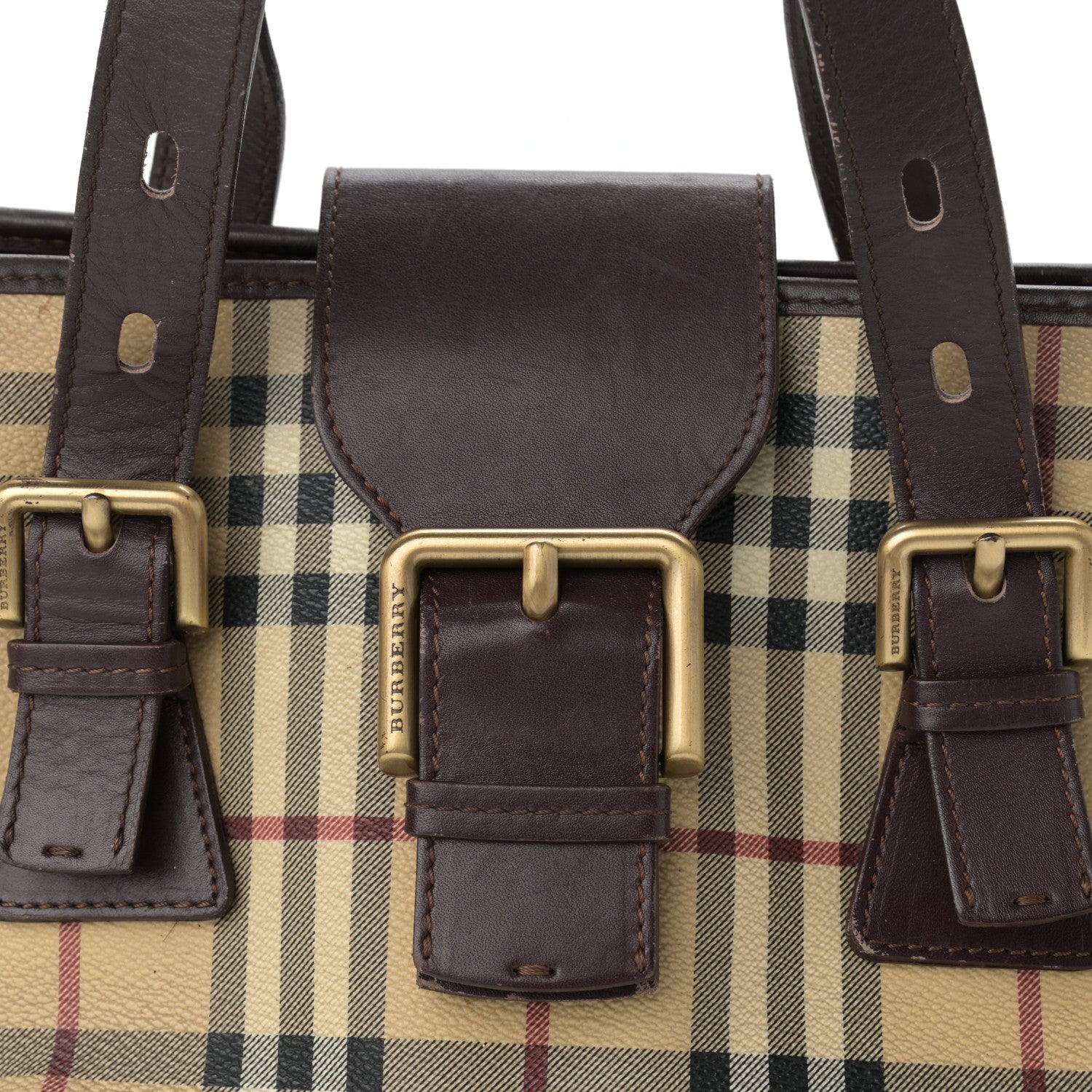 Burberry Haymarket Check Buckle Satchel Chocolate 7 of 13