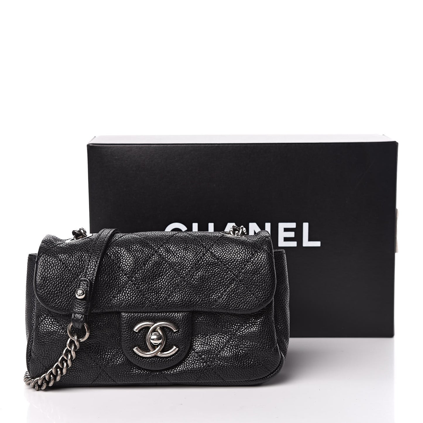 Caviar Quilted Mini Simply CC Flap Black