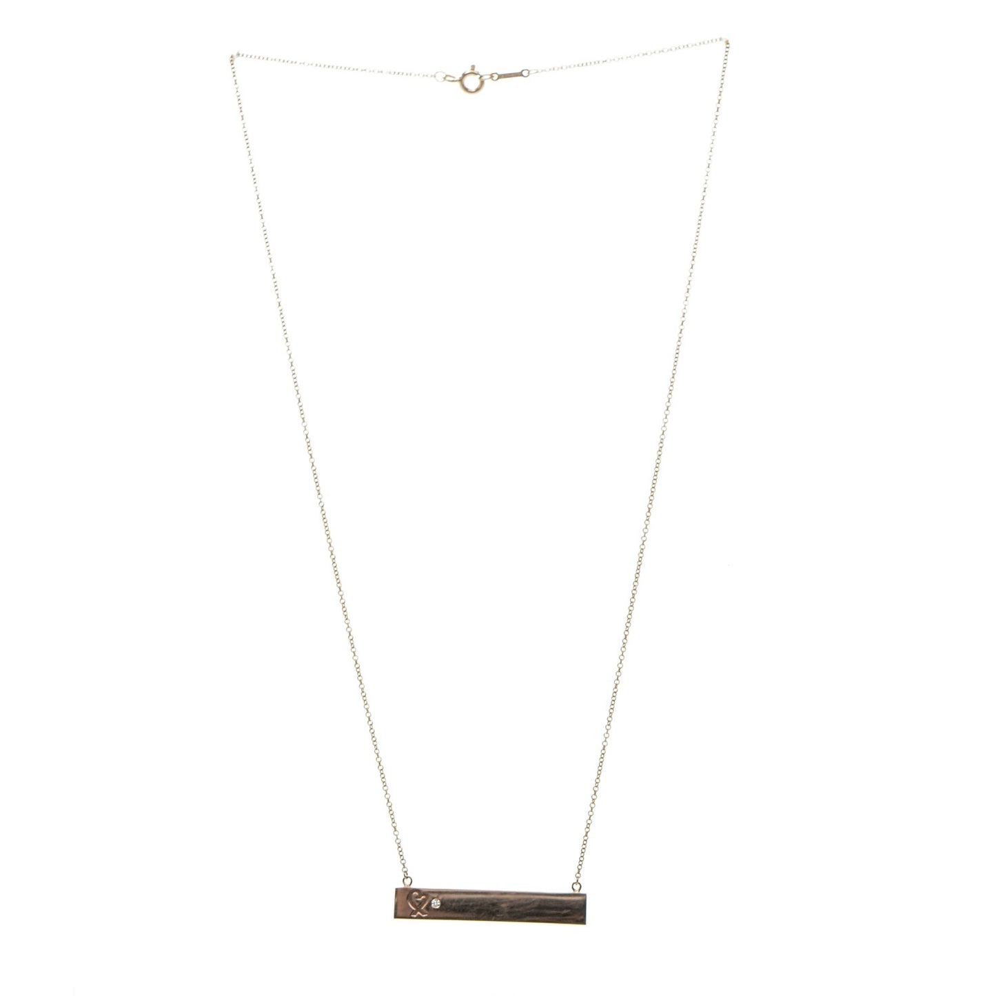 18K Rose Gold Diamond Paloma Picasso Loving Heart Bar Pendant Necklace