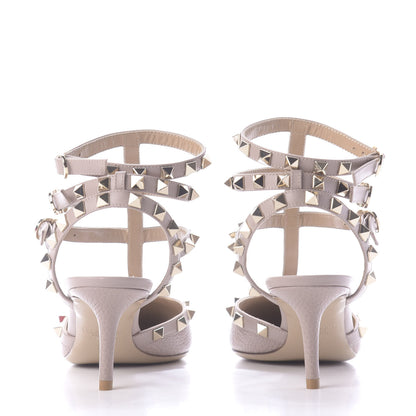 Valentino Garavani Pebbled Calfskin Rockstud Ankle Strap 65mm Pumps 36 Poudre 5 of 11