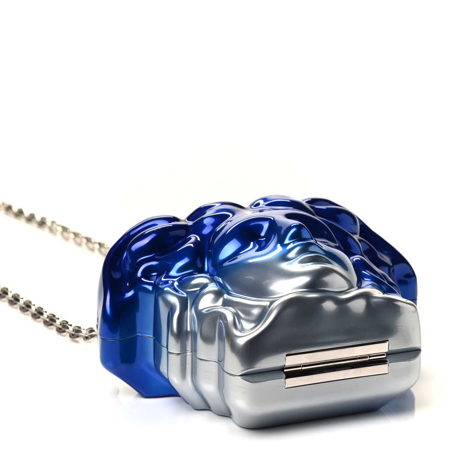 Versace Medusa Head Chain Clutch Blue Silver 3 of 4