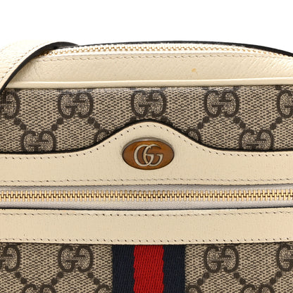 Gucci GG Supreme Monogram Textured Calfskin Web Mini Ophidia Shoulder Bag Beige Ebony Mystic White 8 of 10