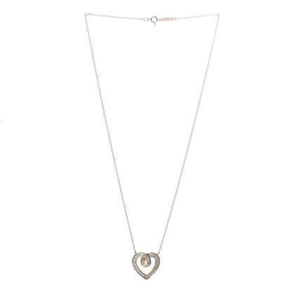 Tiffany 18K Yellow Gold Diamond .51ct Heart Station Pendant Necklace 3 of 6