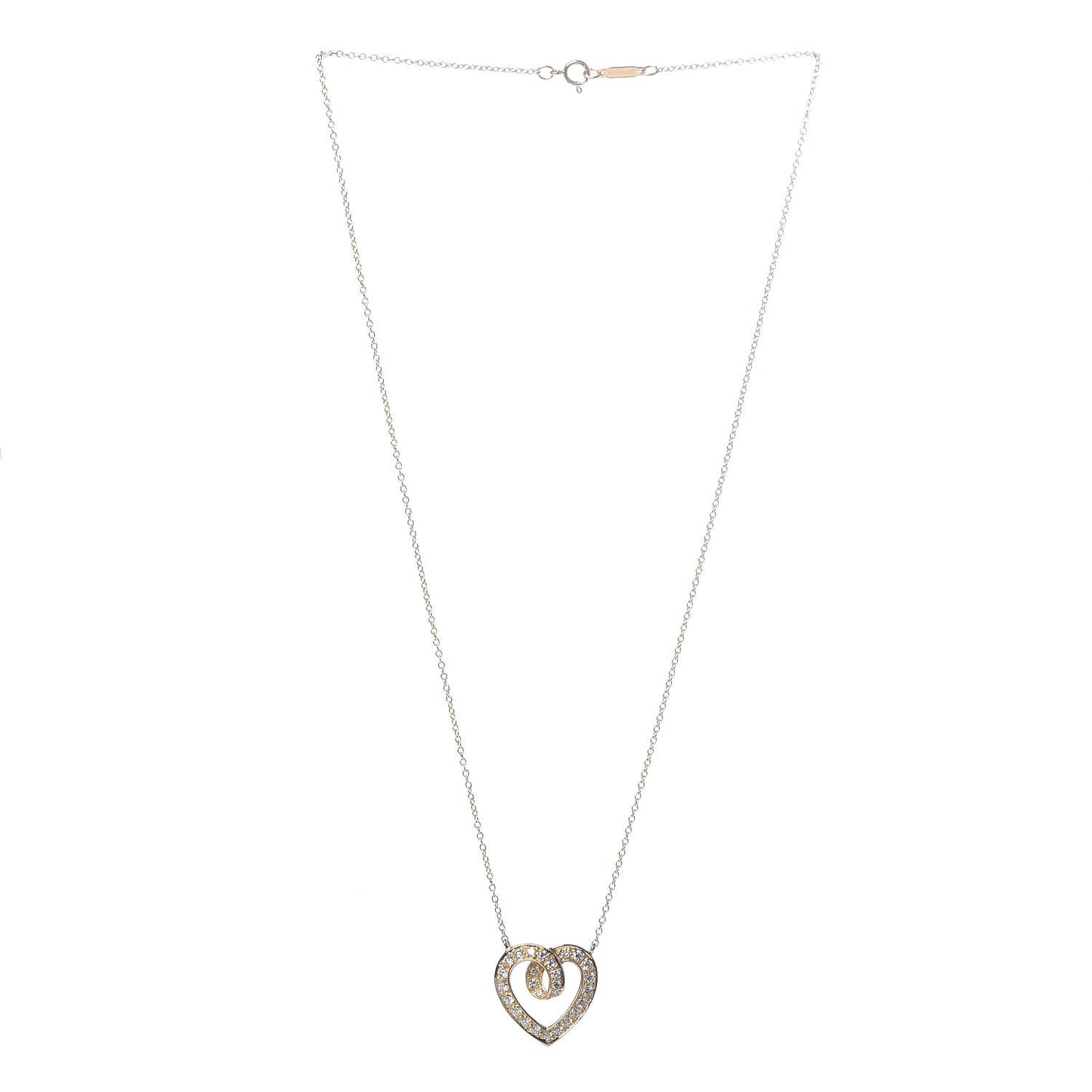 18K Yellow Gold Diamond .51ct Heart Station Pendant Necklace