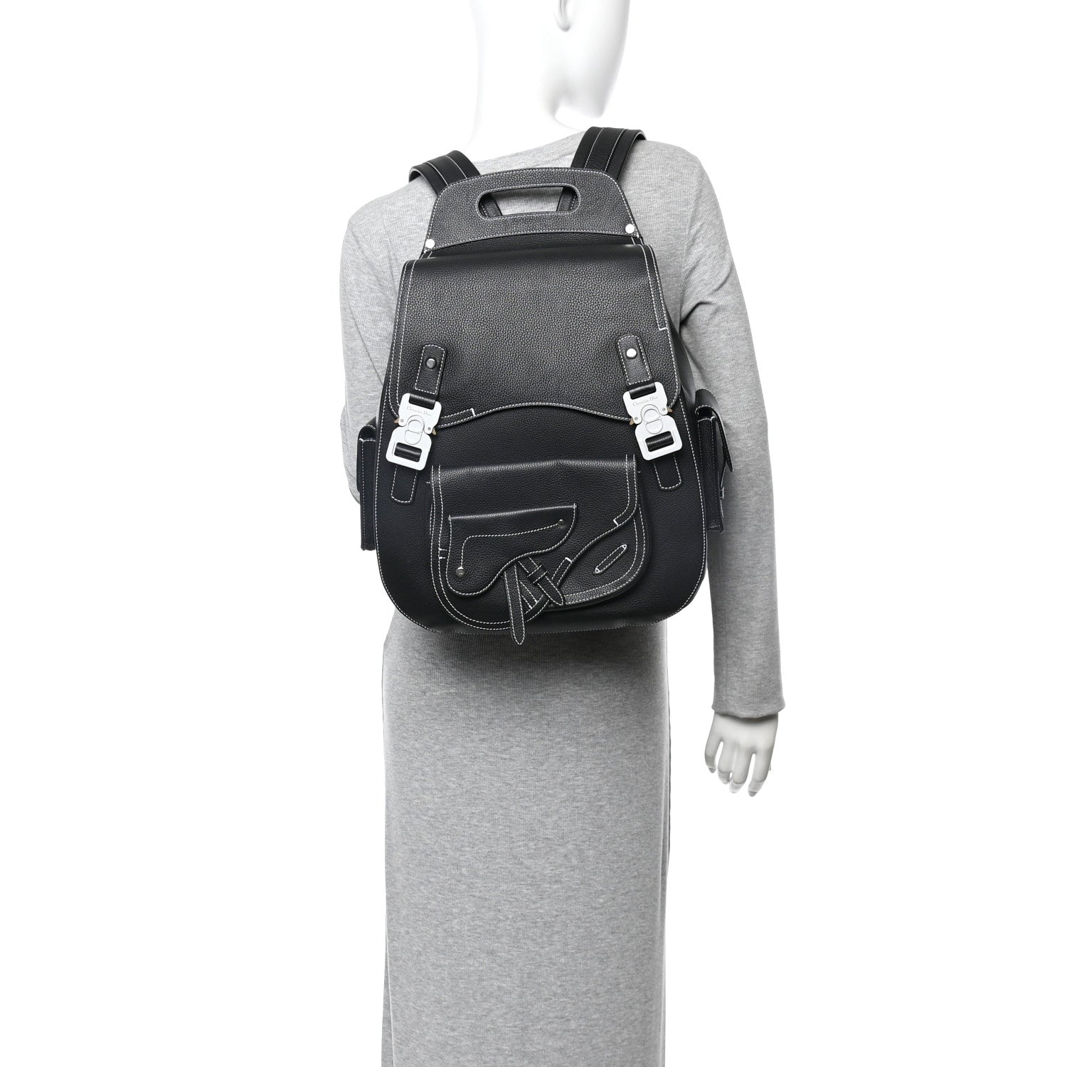 Christian Dior Grained Calfskin Maxi Gallop Backpack Black 1819157