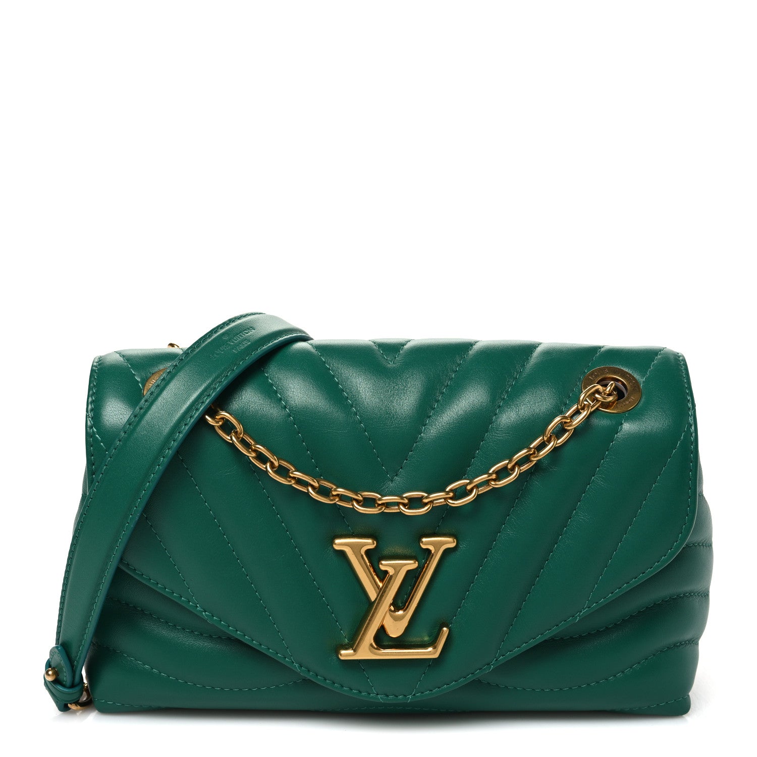 Louis Vuitton Calfskin New Wave Chain Bag MM NM Emerald 1 of 9