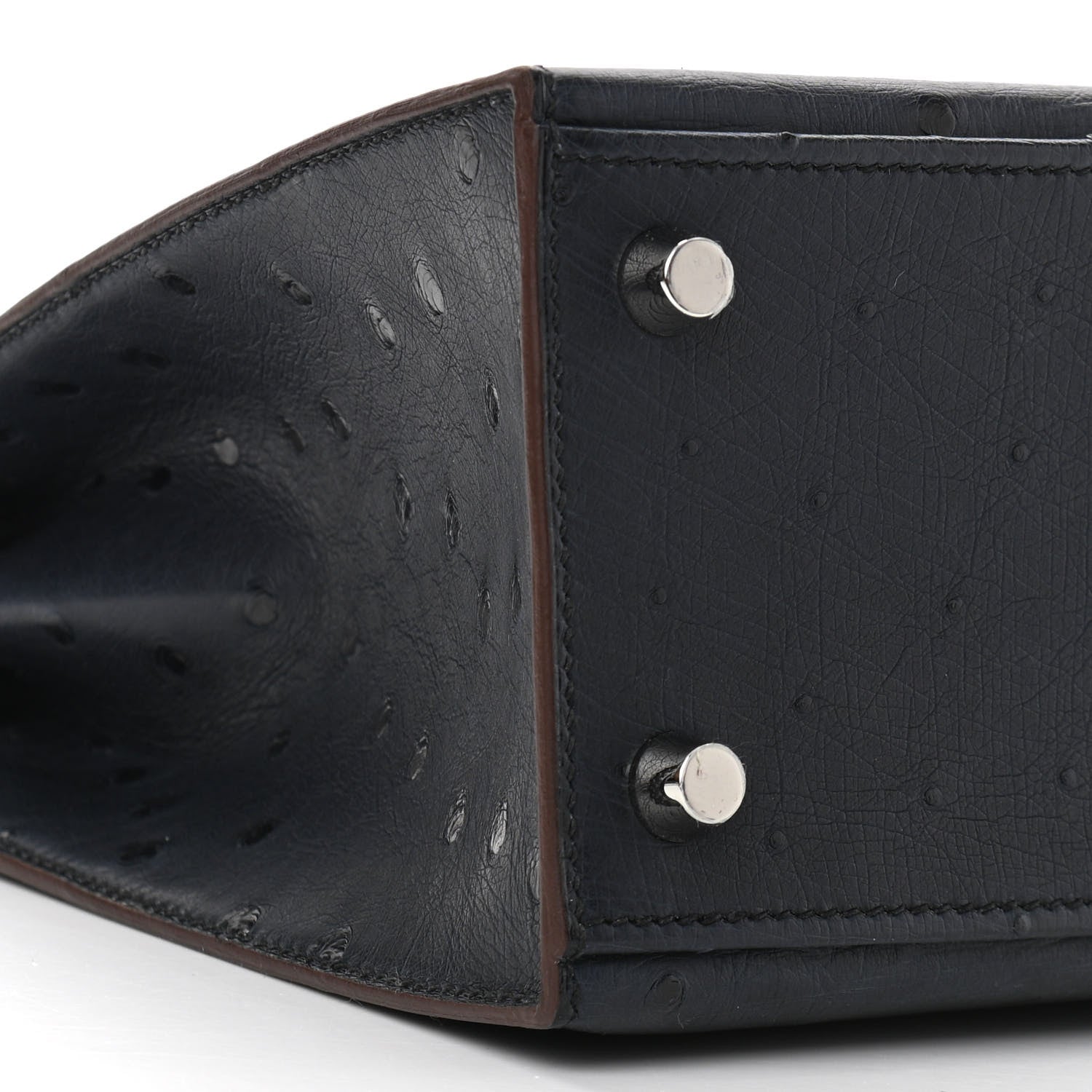 Hermes Ostrich Horseshoe Kelly Sellier 25 Bleu Indigo Rose Tyrien 9 of 11