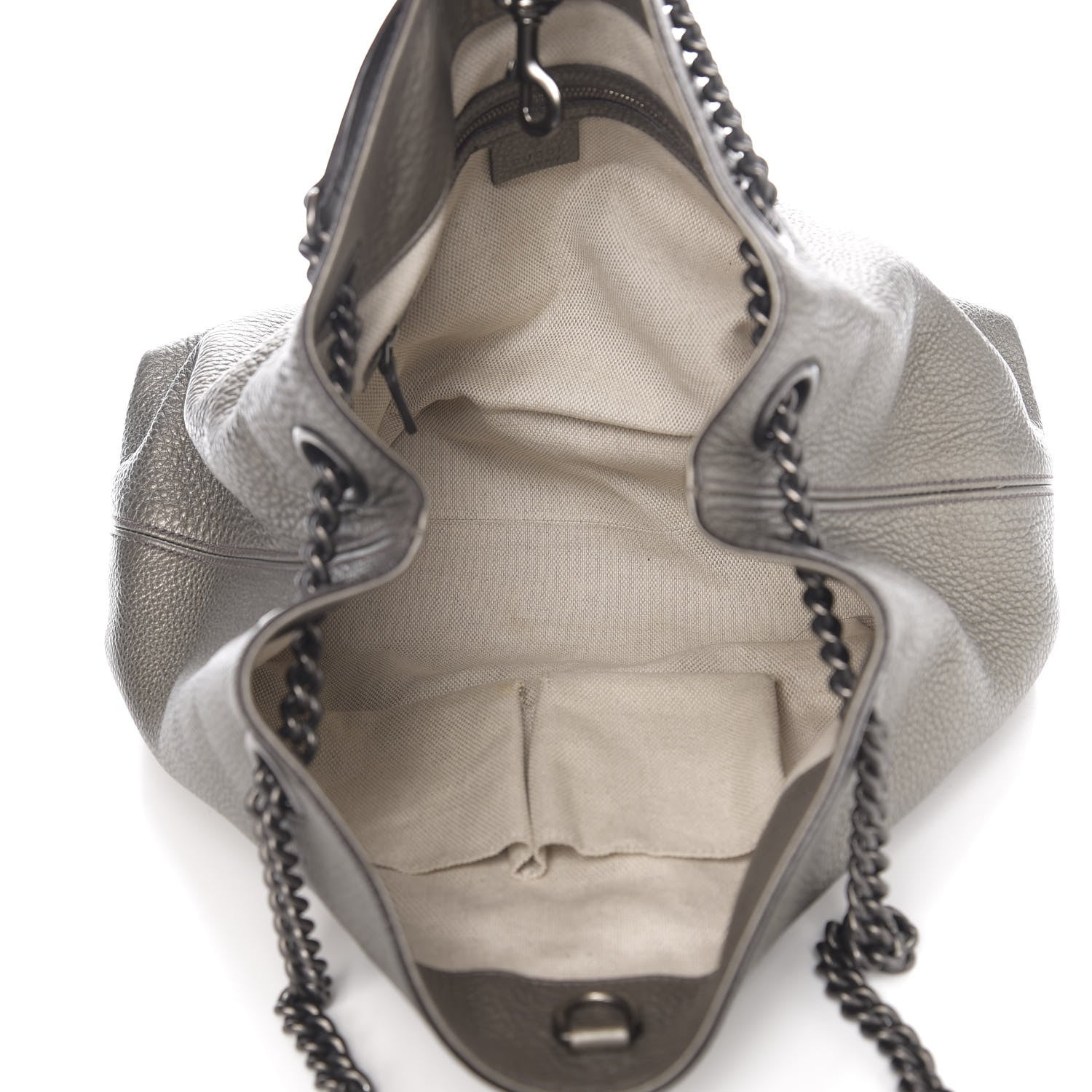 Gucci Metallic Pebbled Calfskin Medium Soho Chain Shoulder Bag Sasso 4 of 9