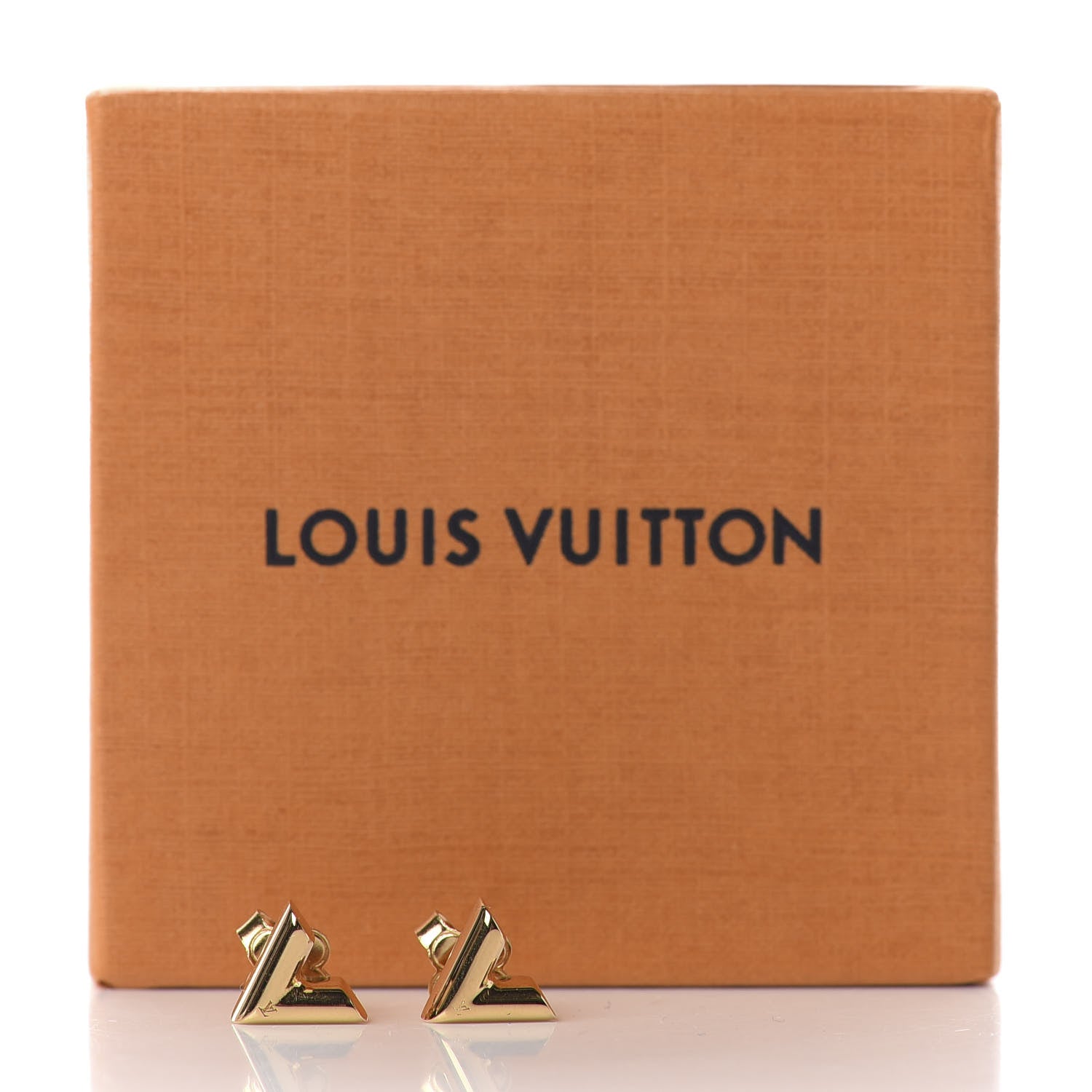 Louis Vuitton Brass Essential V Stud Earrings Gold 4 of 4
