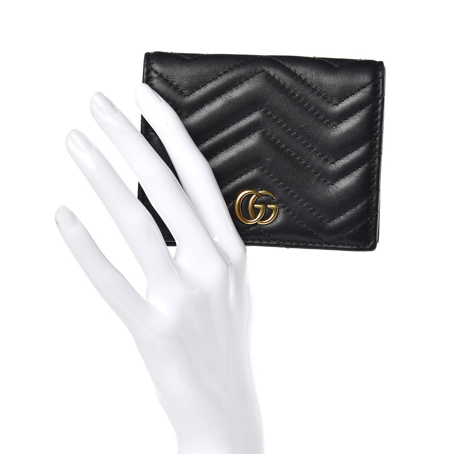 Calfskin Matelasse GG Marmont Card Case Black