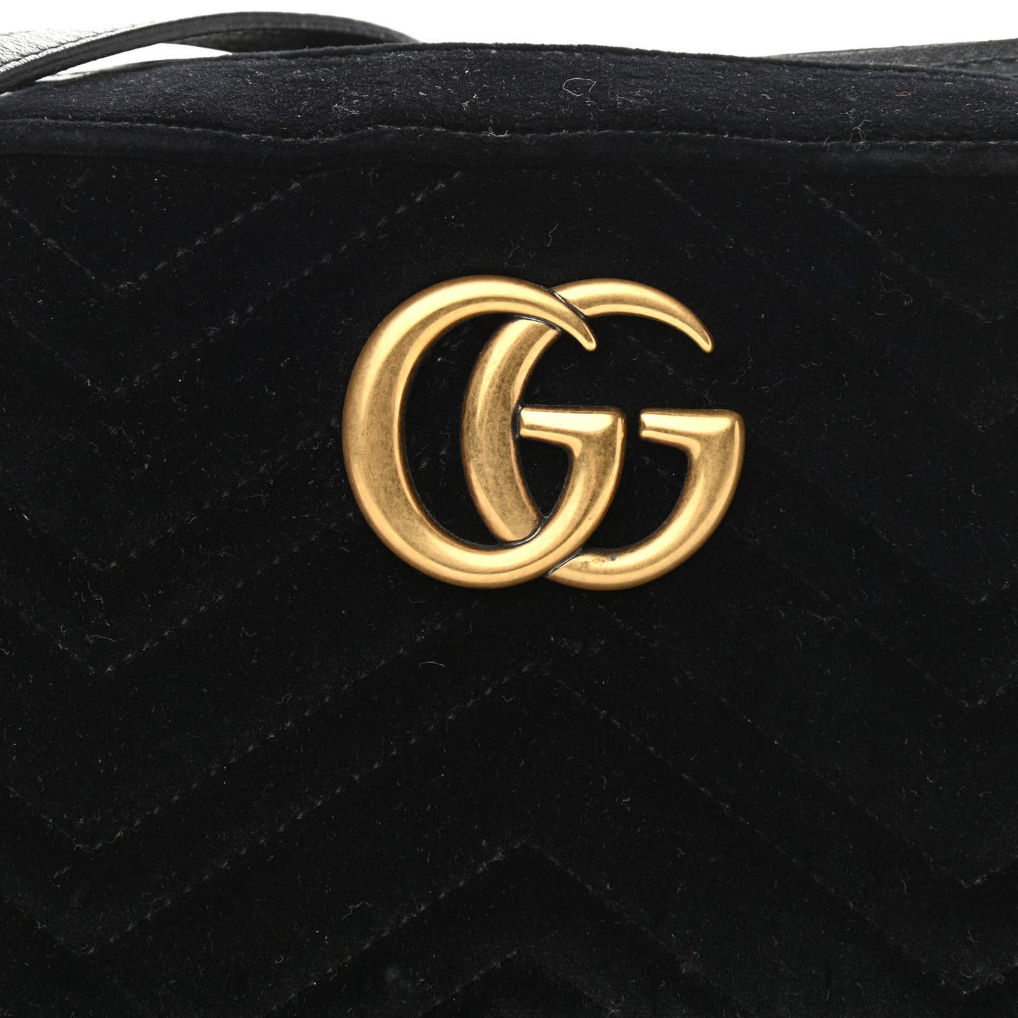 Velvet Matelasse Small GG Marmont Chain Shoulder Bag Black