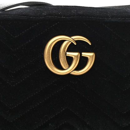 Gucci Velvet Matelasse Small GG Marmont Chain Shoulder Bag Black 8 of 10