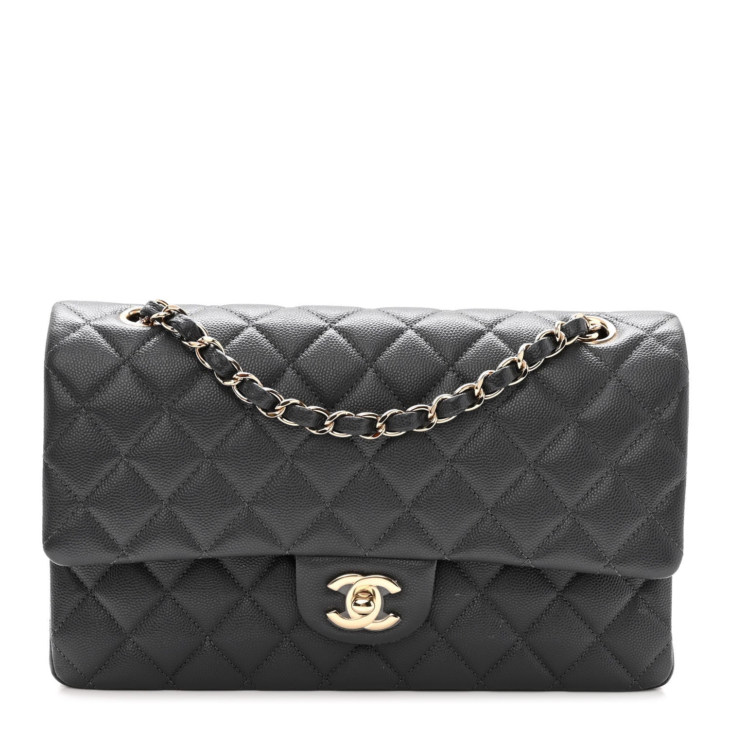 Chanel Caviar Quilted Medium Double Flap Dark Grey 1 of 11