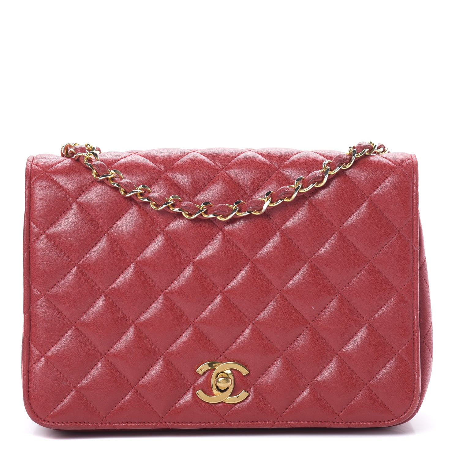 Chanel Lambskin Quilted Small Single Flap Red 1 of 20