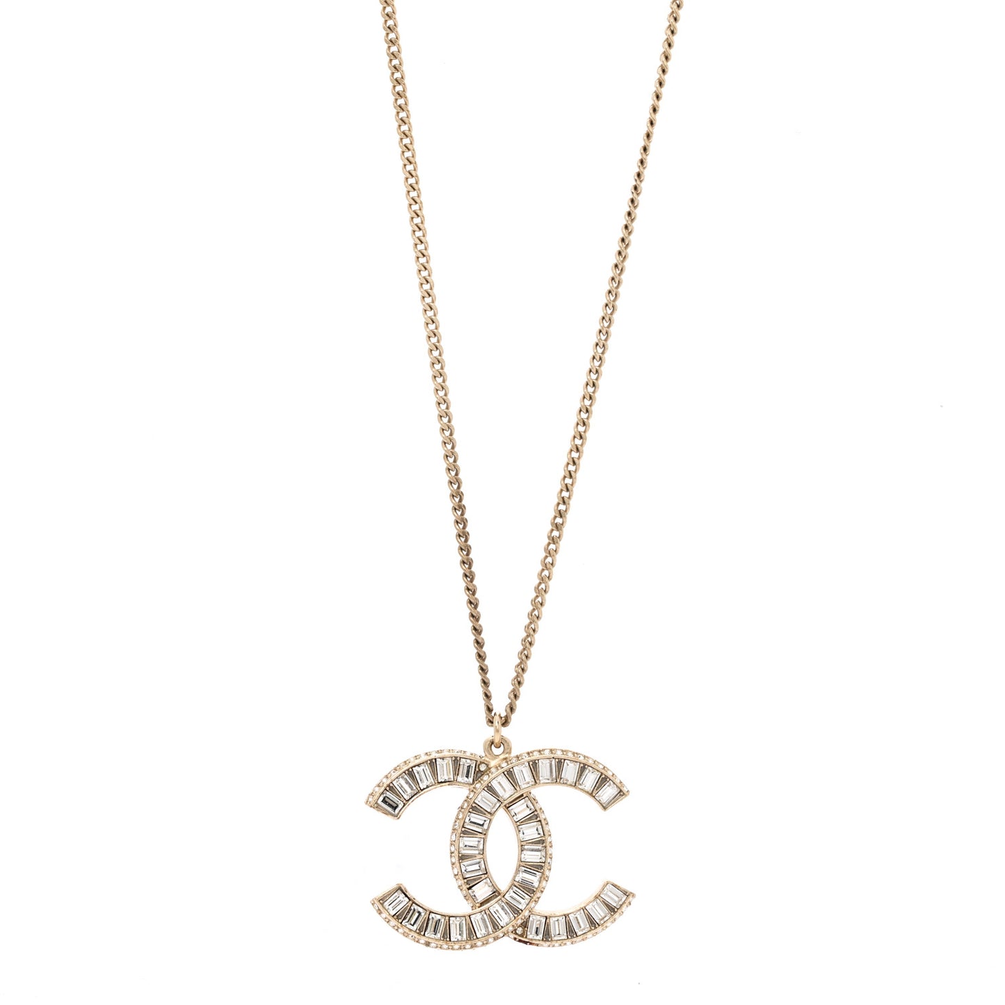 Baguette Crystal CC Necklace Gold
