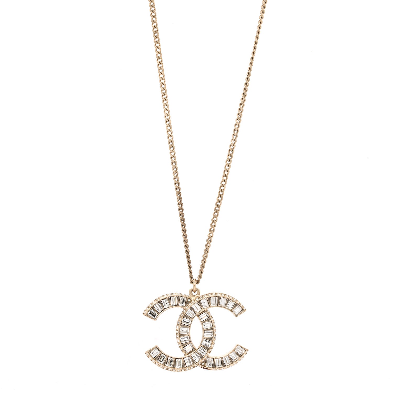 Chanel Baguette Crystal CC Necklace Gold 4 of 8